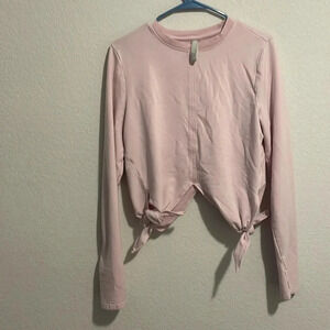 Athleta pale pink tie waist long sleeve top M